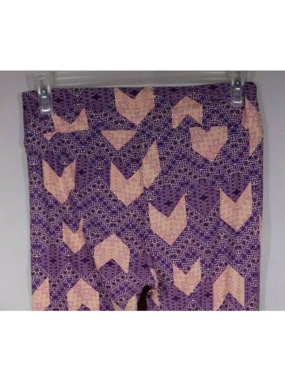 New LuLaRoe Tall & Curvy Leggings Purple With Pink & Yellow Diamond & Chevron